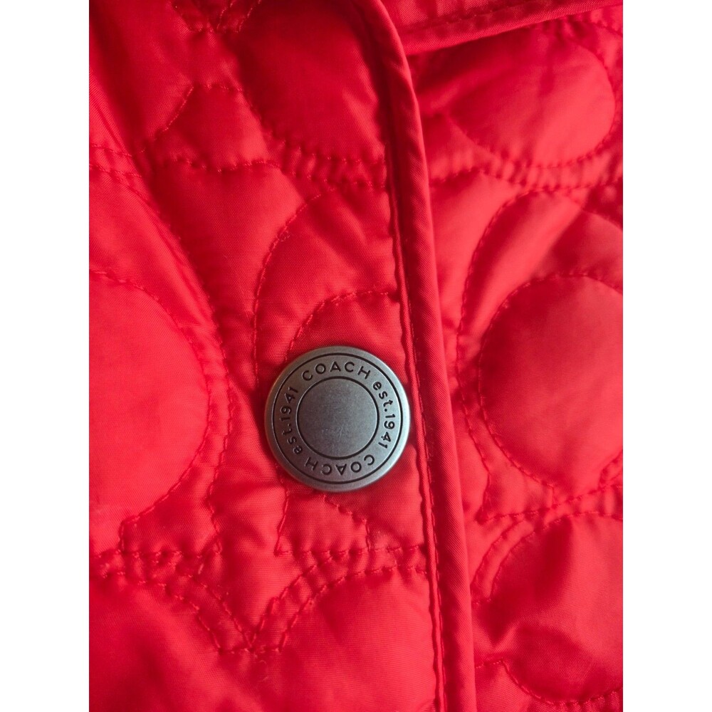 Coach logo orange quilted‎ snap-up jacket - long sleeve, pockets - L - Picture 3 of 8
